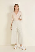 Stretch Woven High-Rise Wide-Leg Cropped Pant